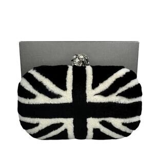 Alexander McQueen UK Bag Mink Skull Brittania Minaudiere Fur Clutch Union Jack